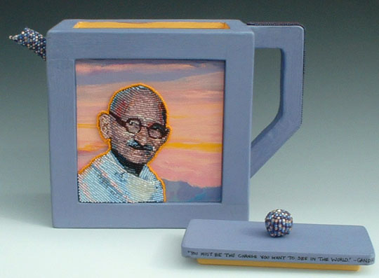 Gandhi and Mandela Teapot by Virginia Brubaker