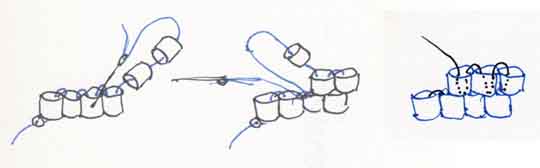 Diagrams of brick stitch