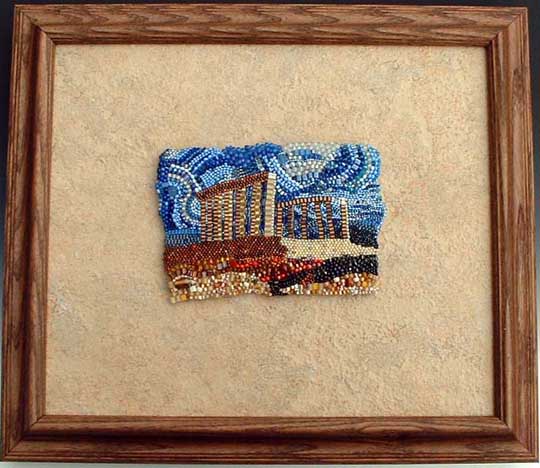 Framed beadwork by Virginia Brubaker